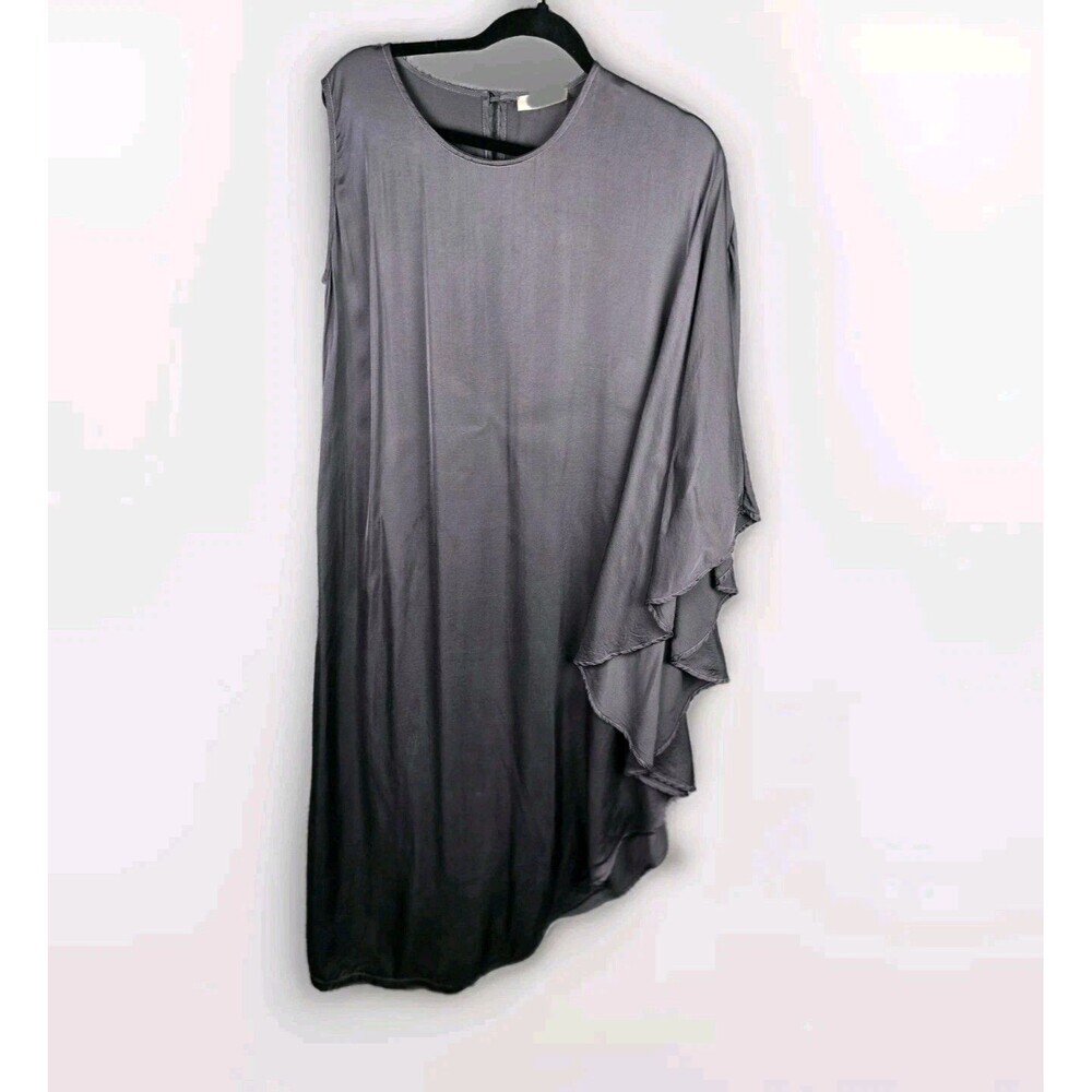 Stark X Dress Womens M Black Asymmetric Satin Scoop Neck